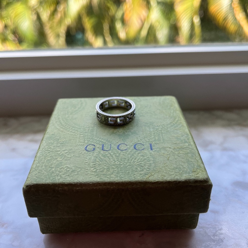Gucci Mens G Cube Silver Sterling Ring